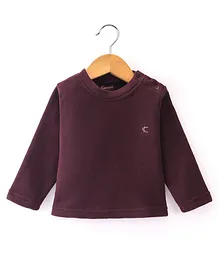 Kanvin Full Sleeves Antipilling Polar Fleece Winter Solid T-Shirt - Grape Maroon