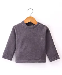 Kanvin Full Sleeves Antipilling Polar Fleece Winter Solid T-Shirt - Grey Stone