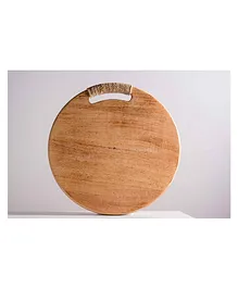 Araana Home Wooden Round chopping board with rope detailing - Brown