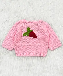 Knitting by Love  Full Sleeves Handmade Carrot Designed Sweater -Pink