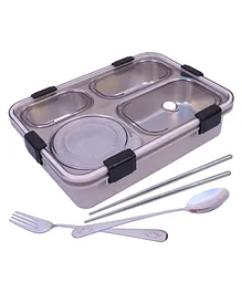 Spanker Magna Large Lunch Box Thermal Stainless Steel Insulation Box Tableware Set Portable Lunch Containers for Kid Adult Student Children Keep Food 1000 ml Grey