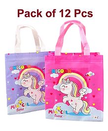 Asera Unicorn Theme Carry Bags Return Gifts for Birthday for Kids Pack of 12- Multicolor