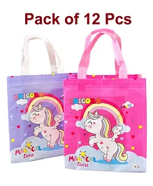 Asera Unicorn Theme Carry Bags Return Gifts for Birthday for Kids Pack of 12- Multicolor