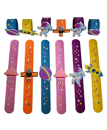 Asera Outer Space Theme Slap Band Bracelets Silicone Wristbands Multicolor - 12 Pieces Random color