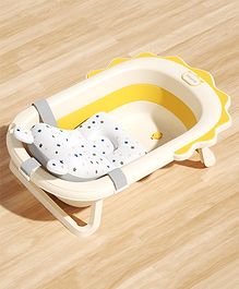 Babyhug Foldable Anti Slip Bath Tub with Cushion  - Yellow