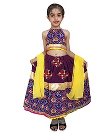 Aglare Navratri Theme Sleeveless Patola Elephant Motif Printed Coordinating Lehenga & Choli Set - Blue