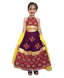 Aglare Navratri Theme Halter Neck Patola Elephant Motif  Printed Choli With Coordinating Lehenga And Dupatta - Red