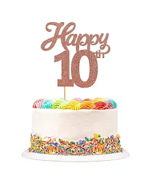 Zyozi Number 10 Rose Gold Glitter Birthday Cake Topper