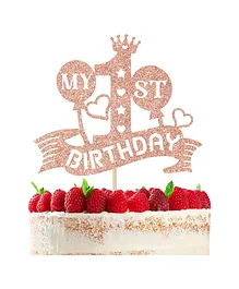 Zyozi My 1st Birthday Glitter Cake Topper Rose Gold
