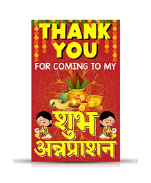 Zyozi Shubh Annaprashan Theme Thank You Tags Red And Yellow - Pack of 50