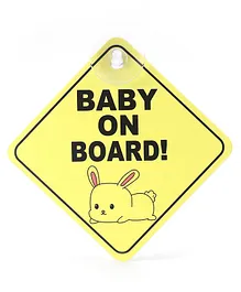 Babyhug Car Sign Boards & Stickers with Rabbit Print -Yellow