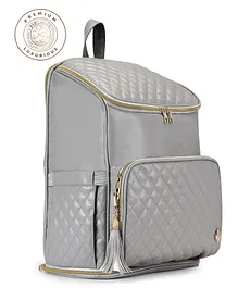 Baby Jalebi Light Grey Super Trooper Luxury Vegan Leather Diaper Changing Bag Backpack With Changing Mat