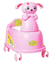Muren Musical Rabbit Shape Potty Training Seat with Easy Grip Handles Wheel Removable Bowl (Color May Vary)