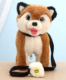 Funzoo Battery Operated Musical Walking Animal Husky Brown - Height 23 cm
