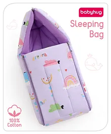 Babyhug Cotton Sleeping Bag Whale Print- Lilac