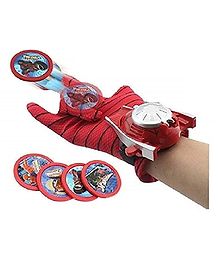 Sanjary Spiderman Action Figure Super Hero Web Disc Shooter with Wearable Gloves - Multicolour