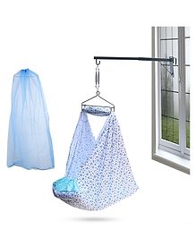 Baby Cradle For New Born Baby With Cotton Fabric-Light Blue