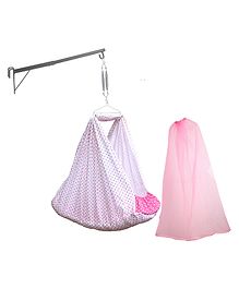 Baby Cradle For New Born Baby With Cotton Fabric- Light Pink