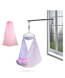 Baby Cradles For New Born Baby With Cotton Fabric- Light Pink