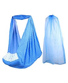 Beetot Baby Cradle For Newborns With Ultra Soft Cotton Fabric Along with Mosquito Net-Blue