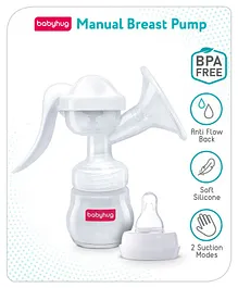 Babyhug Manual Breast Pump With Two Suction Mode - White