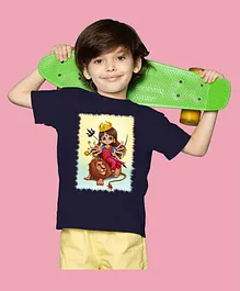 BRATMA Durga Pooja Theme Half Sleeves Durga Maa Printed Tee - Black