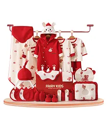 Little Surprise Box Chinese Bow Newborn Gift Hamper All Season Wear Clothes - Red
