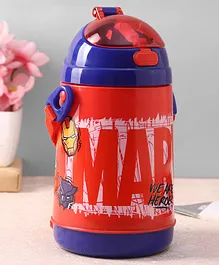 Marvel Avengers BPA Free Insulated Straw Sipper Water Bottle Red - 400 ml