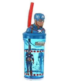 Marvel Captain America 3D Face Tumbler with Straw Blue - 360 ml