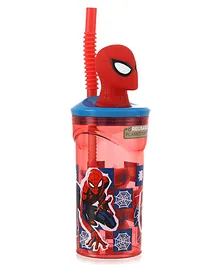 Marvel Spider-man Character 3 D Face Tumbler with Straw Red - 400ml