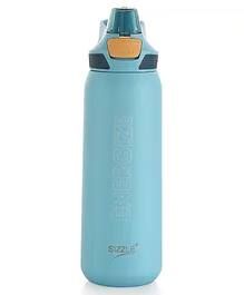 Sizzle Sinq Vacuum Insulated Flask Double Wall Hot & Cold Water Bottle with Press Button Mechanism for One Hand Use Keeps 12 Hours Hot Or 24 Hours Cold Blue - 800 ml