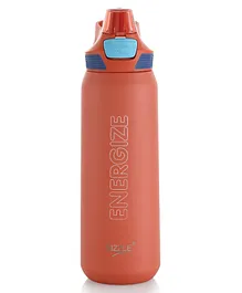 Sizzle Sinq Vacuum Insulated Flask Double Wall Hot & Cold Water Bottle with Press Button Mechanism for One Hand Use Keeps 12 Hours Hot Or 24 Hours Cold Orange - 800 ml