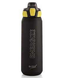 Sizzle Iris Vacuum Insulated Flask Double Wall Hot & Cold Sipper Water Bottle with Press Button Mechanism for One Hand Use Keeps 12 Hours Hot Or 24 Hours Cold Black - 800 ml