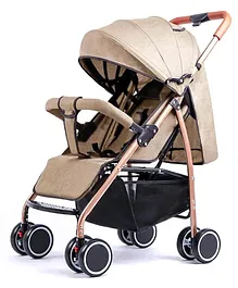 Safe-O-Kid Baby Travel Stroller for Baby with XL Canopy, Adjustable Backrest-Beige