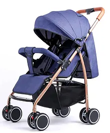 Safe-O-Kid Baby Travel Stroller for Baby with XL Canopy, Adjustable Backrest-Blue