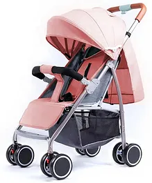 Safe-O-Kid Baby Travel Stroller for Baby with XL Canopy, Adjustable Backrest- Pink