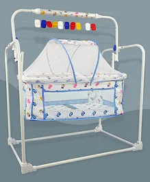 NHR Baby Cradle With Mosquito Net & Swing Function - Blue