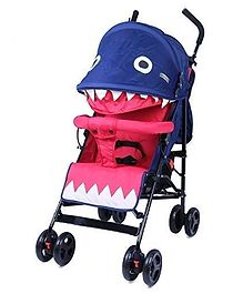 Fiddlerz Pram Cum Baby Stroller For Newborn Babies Kids 360 Degree Rotating Wheels & Storage Basket With Extended Canopy - Red
