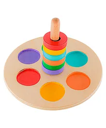 B4BRAIN Wooden Ring Stacker Multicolour - 6 Pieces