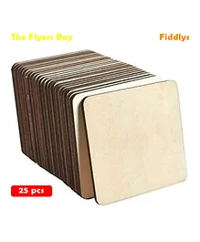 Fiddlys Blank Square Coaster  Wooden Boards for Painting, Cutting & DIY Crafts - 25 Pcs
