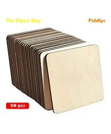 Fiddlys Blank Square coaster Wooden Boards for Painting, Cutting & DIY Crafts - 50 Pcs