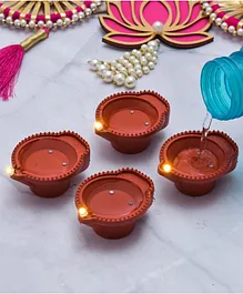 Paper Moon Smokeless LED Light Water Sensor Diyas Set of 12 for Diwali - Brown