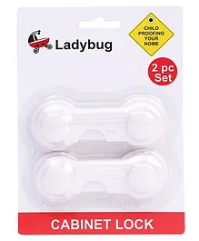 Ladybug Cabinet Lock For Glass & Wooden Cabinet White - Pack Of 2