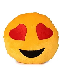 Deals India Heart Eyes Smiley Cushion - Yellow