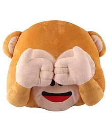 Deals India See No Evil Monkey Smiley Cushion - Brown