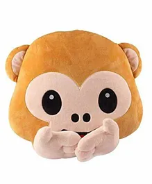 Deals India Speak-No-Evil Monkey Smiley Cushion Brown - 40 cm