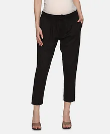 CHARISMOMIC Solid Maternity Pant With Side Pockets - Black