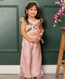 Kirti Agarwal Pret N Couture Stylish Heart Shaped Mirror Work  Pastelpink Jumpsuit For Girls - Pastelpink