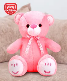 Play Nation Teddy Bear With Bow Pink  - Height 42 cm