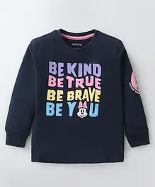 Doreme Cotton Single Jersey Knit Full Sleeves Top Minnie Mouse Print - Navy Blue